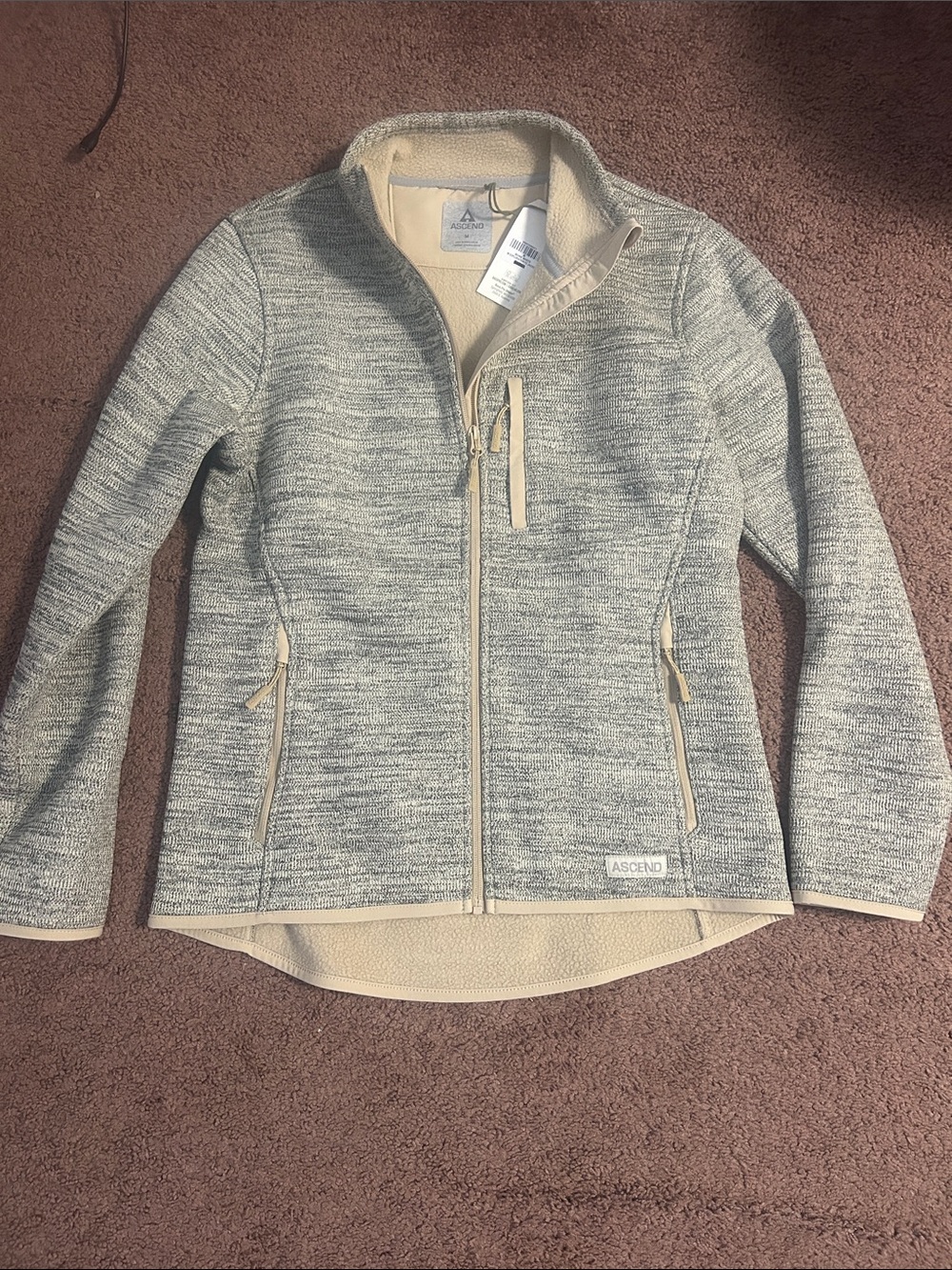 Ascend Women’s Light Gray Heather Full-Zip Teddy Jacket